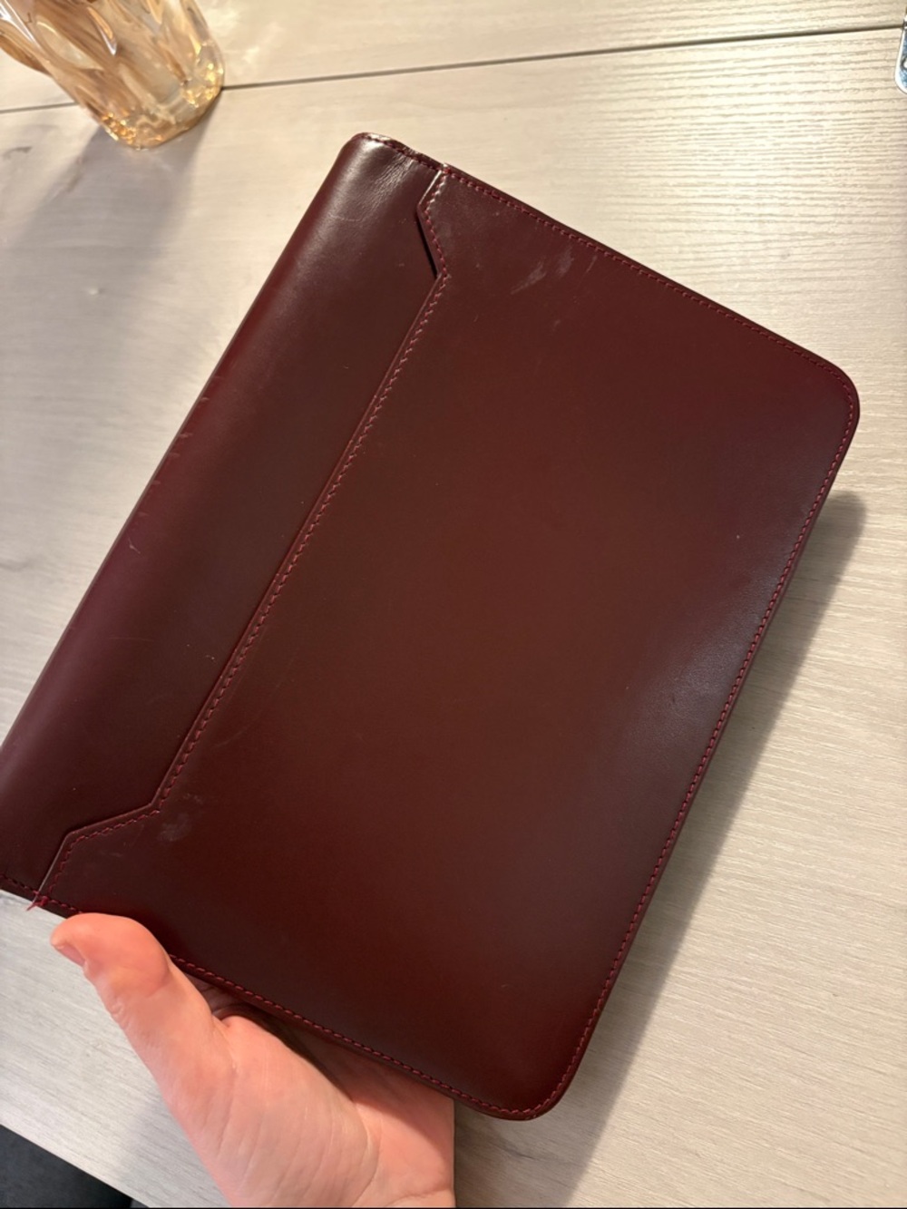 Cartier Burgundy Leather wristlet with Gold Corners - Picture 4 of 12